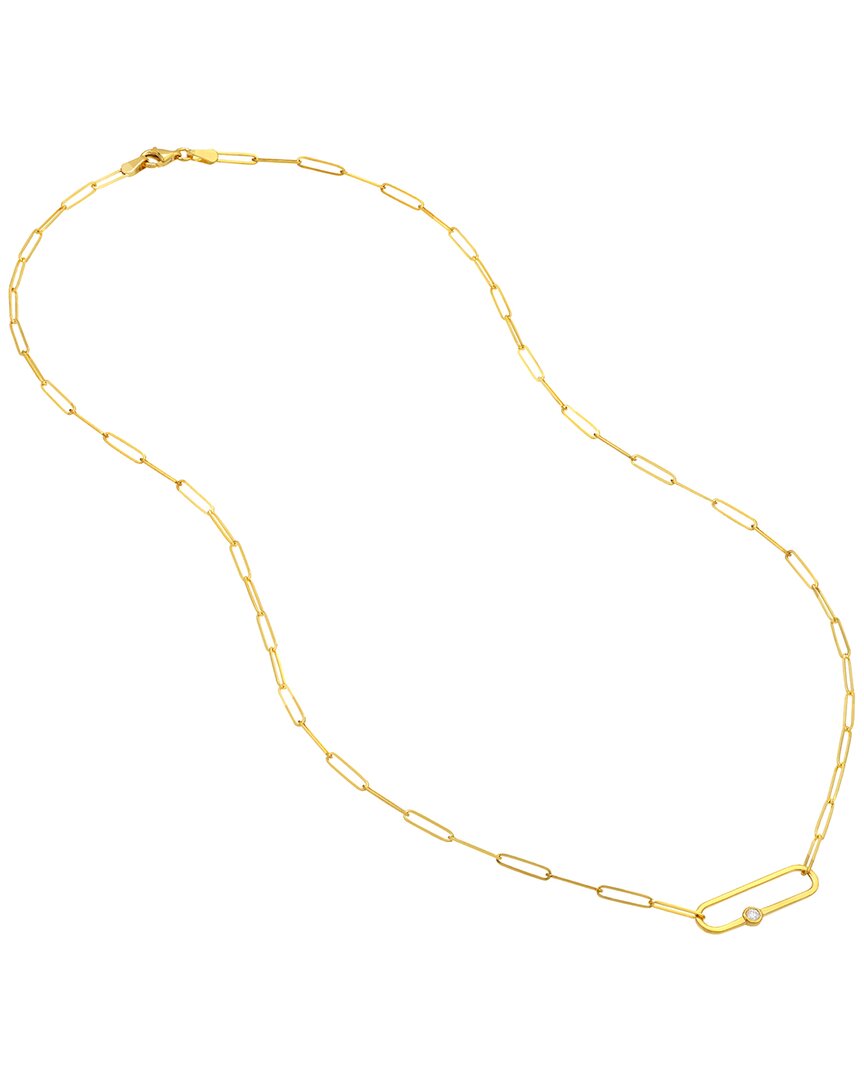 PURE GOLD PURE GOLD 14K 0.06 CT. TW. DIAMOND PAPERCLIP NECKLACE