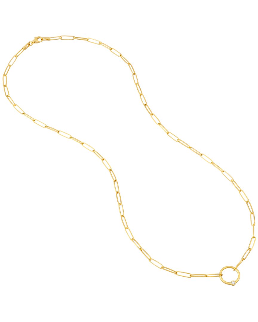 Shop Pure Gold 14k 0.03 Ct. Tw. Diamond Paperclip Necklace