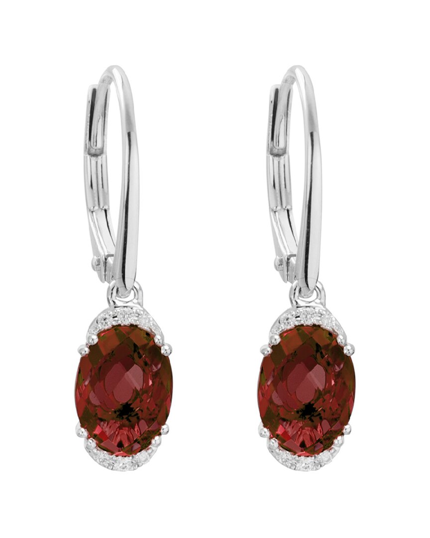 Diamond Select Cuts 14k Diamond .05 Ct. & 3.61 Ct. Garnet Earrings