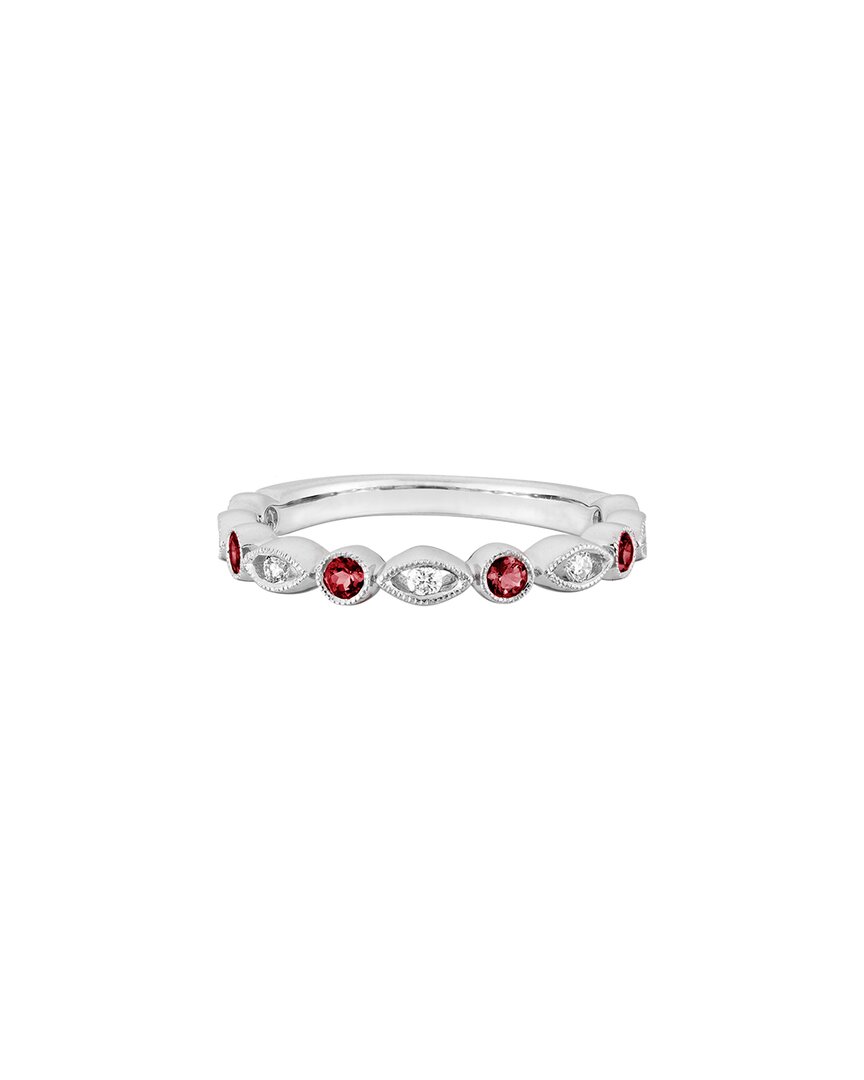 Diamond Select Cuts 14k Diamond .10 Ct. & .23 Ct. Red Spinel Ring