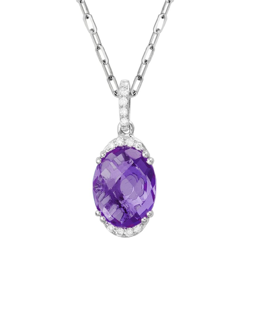 Diamond Select Cuts 14k Diamond .06 Ct. & 2.63 Ct. Amethyst Necklace