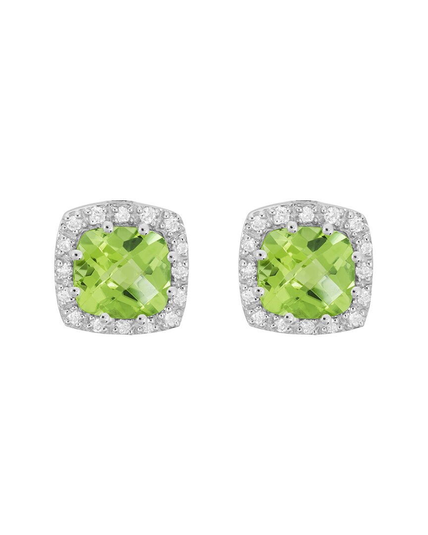 Diamond Select Cuts 14k Diamond .16 Ct. & 2.2 Ct. Peridot Earrings