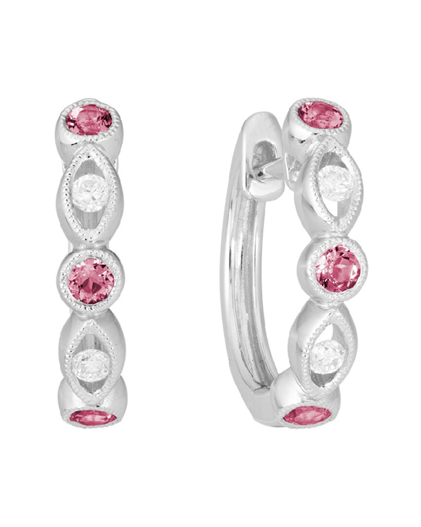 Diamond Select Cuts 14k Diamond .08 Ct. & .22 Ct. Pink Tourmaline Earrings