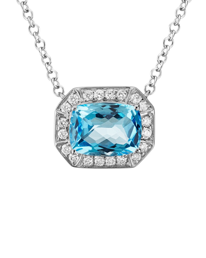 Diamond Select Cuts 14k Diamond .16 Ct. & 1.25 Ct. Aquamarine Necklace