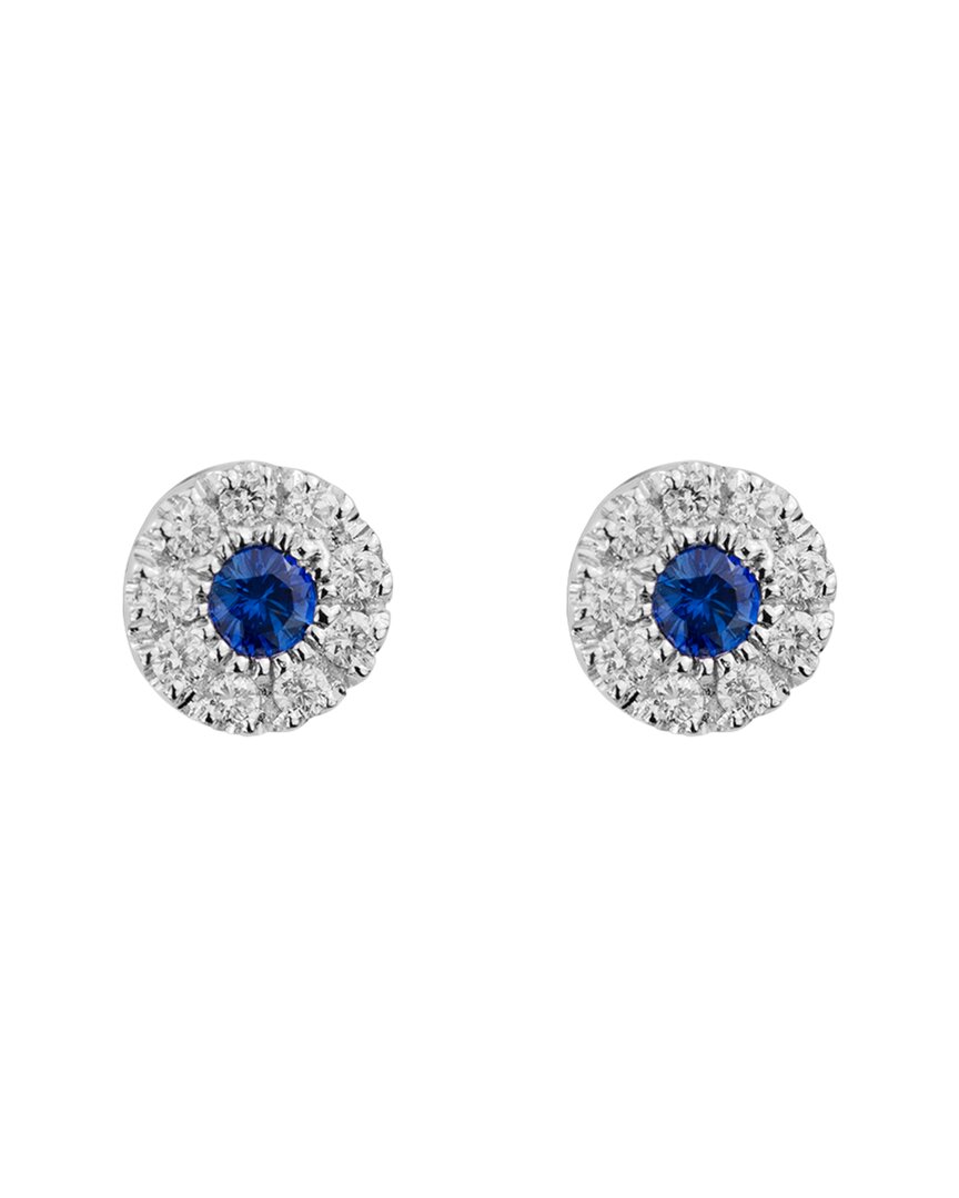 Diamond Select Cuts 14k 0.29 Ct. Tw. Diamond & Blue Sapphire Earrings