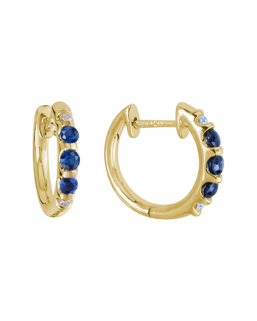 Diamond Select Cuts 14k 0.48 Ct. Tw. Diamond & Blue Sapphire Earrings