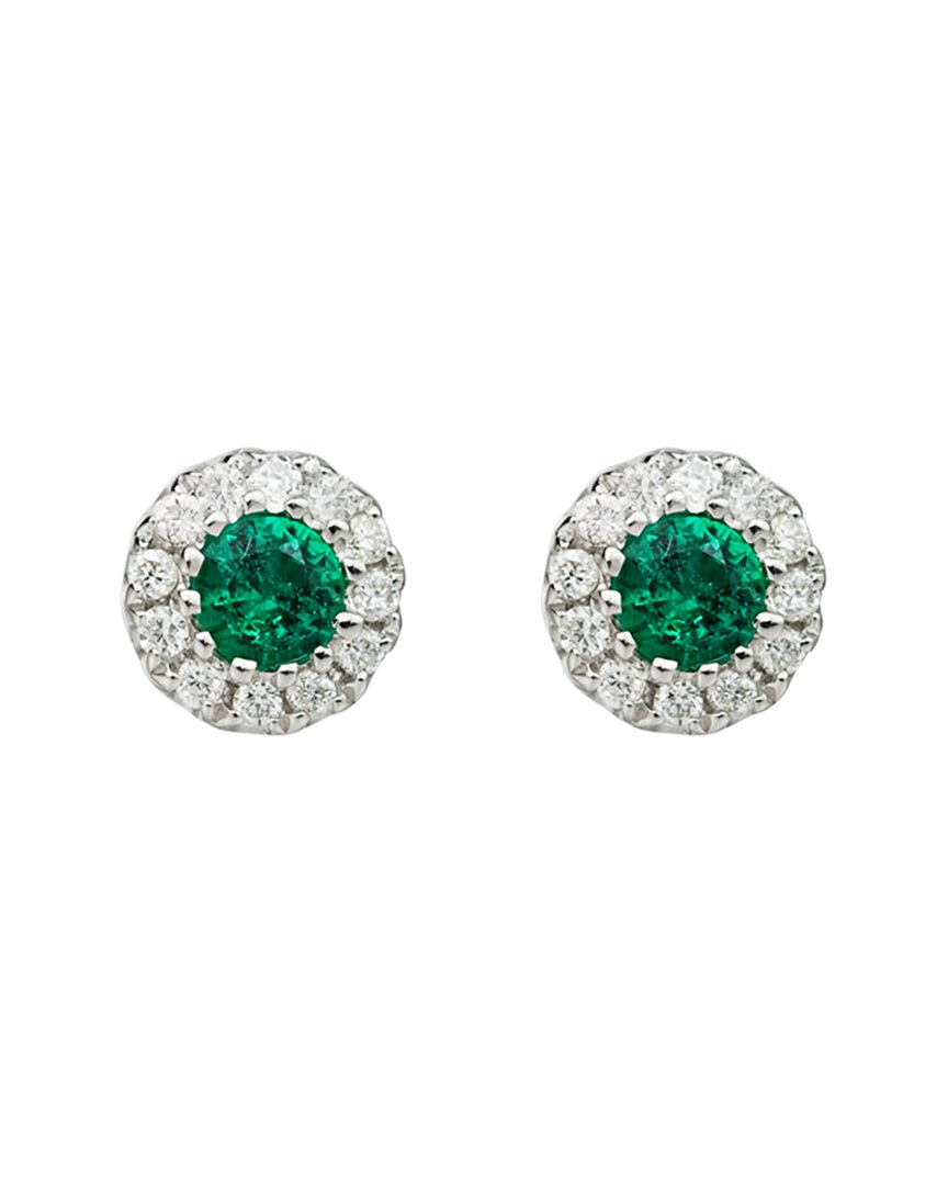 Diamond Select Cuts 14k 0.18 Ct. Tw. Diamond & Emerald Earrings