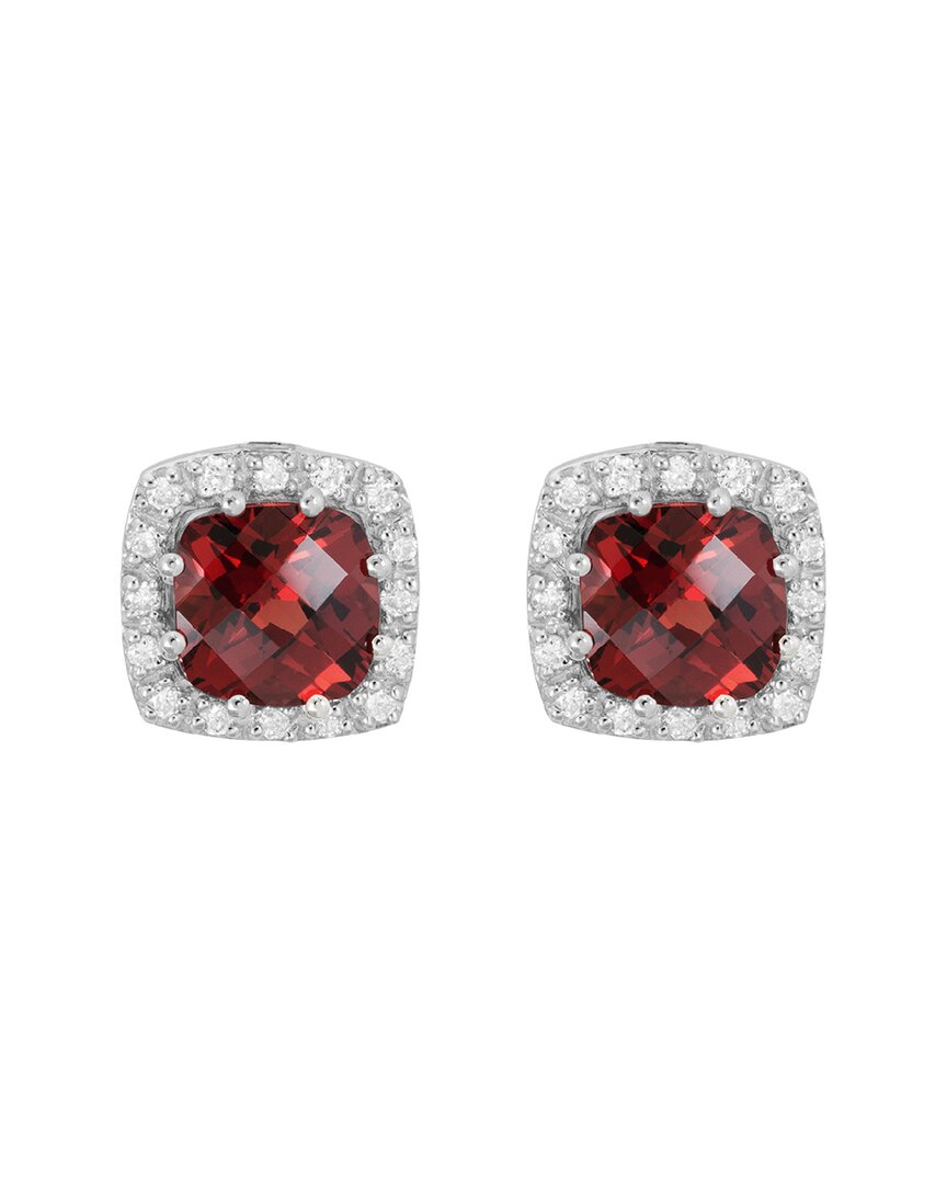 Diamond Select Cuts 14k Diamond .16 Ct. & 2.6 Ct. Garnet Earrings