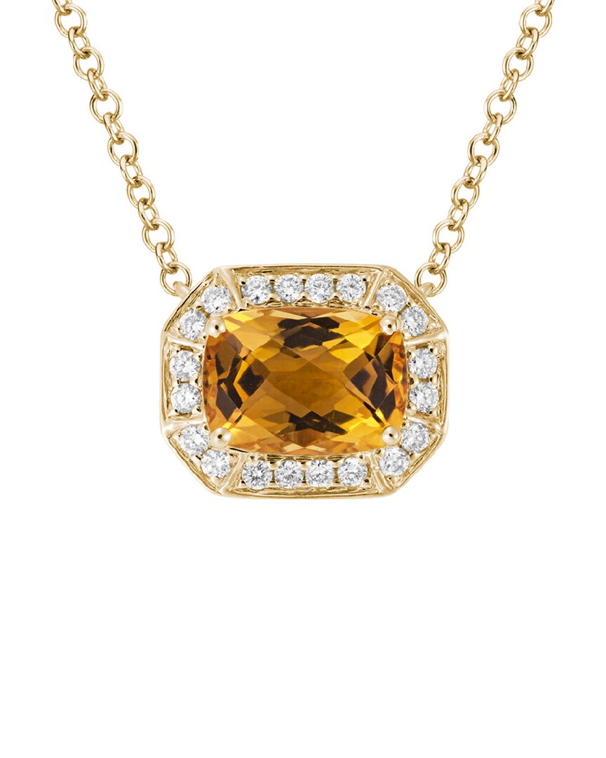 Diamond Select Cuts 14k Diamond .16 Ct. & 1.42 Ct. Citrine Necklace