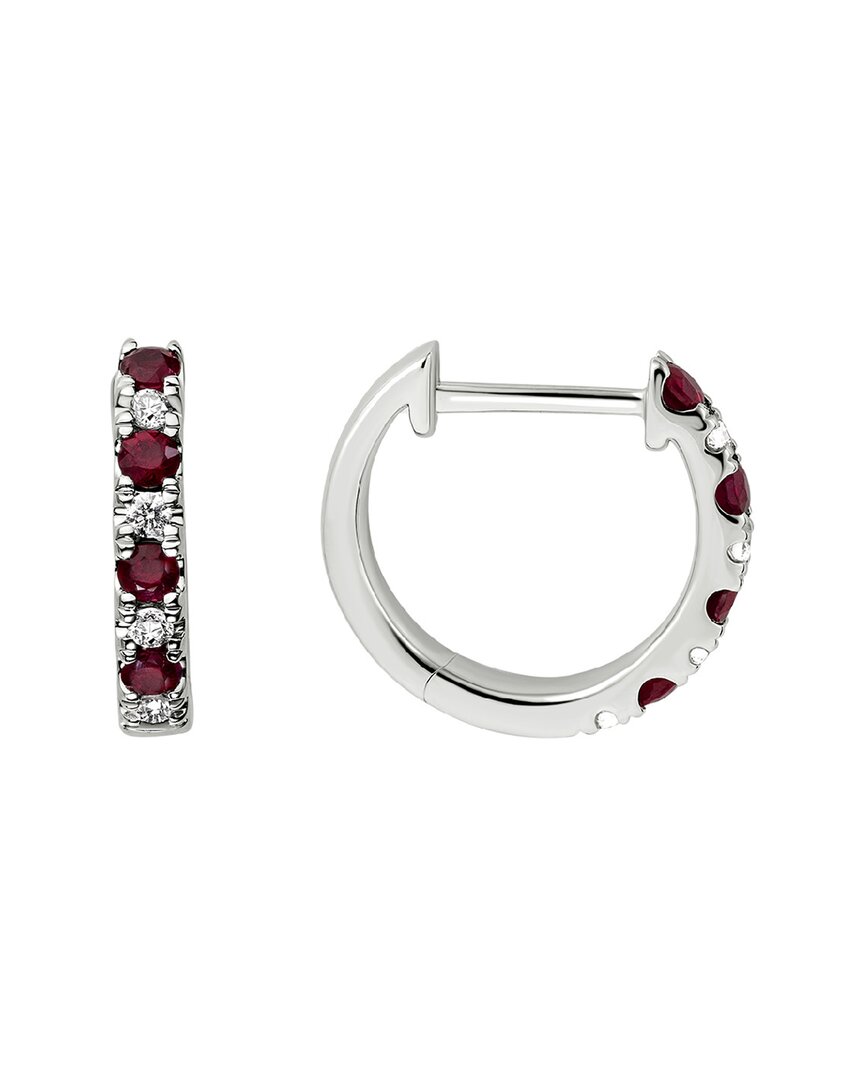 Diamond Select Cuts 14k Diamond .11 Ct. & .35 Ct. Ruby Earrings