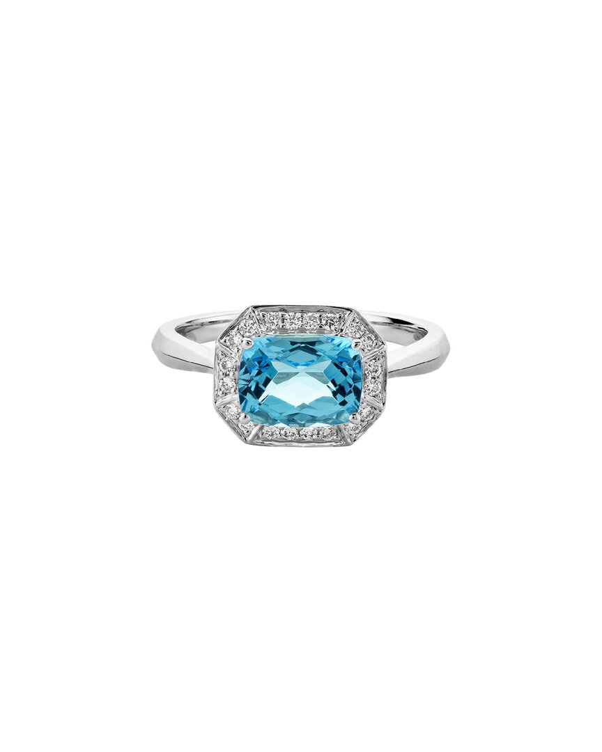 Diamond Select Cuts 14k Diamond .14 Ct. & 1.90 Ct Blue Topaz Ring