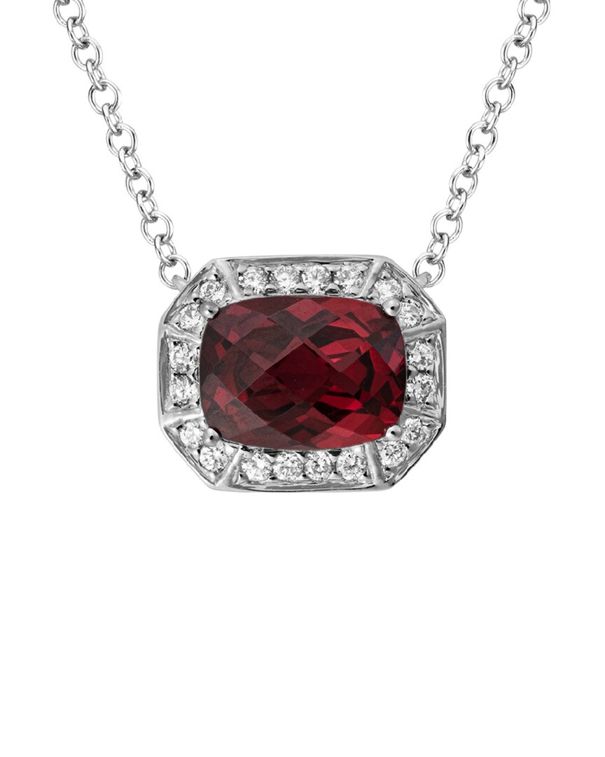 Diamond Select Cuts 14k Diamond .16 Ct. & 1.85 Ct.garnet Necklace