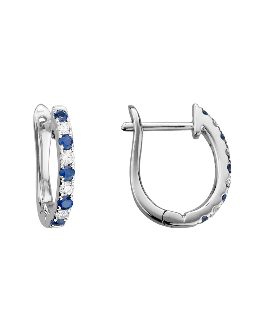 Diamond Select Cuts 14k Diamond .15 Ct. & .24 Ct. Blue Sapphire Earrings