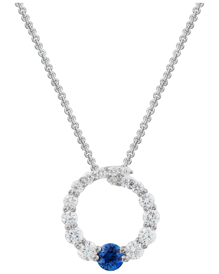 Diamond Select Cuts 14k Diamond .32 Ct. & .15 Ct. Blue Sapphire Necklace