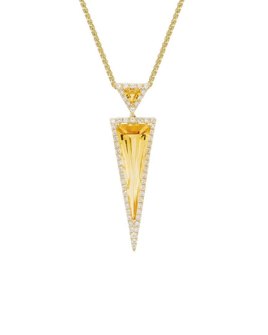 Diamond Select Cuts 14k Diamond .30 Ct. & 2.38 Ct. Citrine Necklace