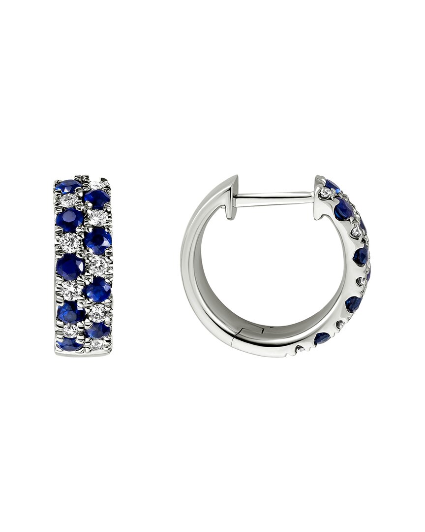 Diamond Select Cuts 14k 1.15 Ct. Tw. Diamond & Blue Sapphire Earrings