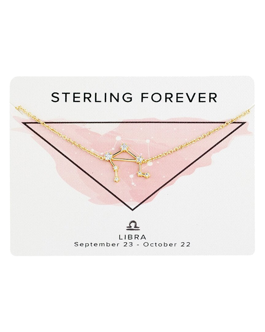 Sterling Forever 14k Plated Cz Libra Delicate Constellation Necklace