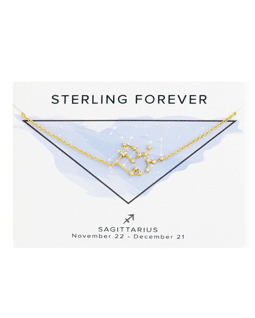Sterling Forever 14k Plated Garnet Cz Sagittarius Delicate Constellation Necklace