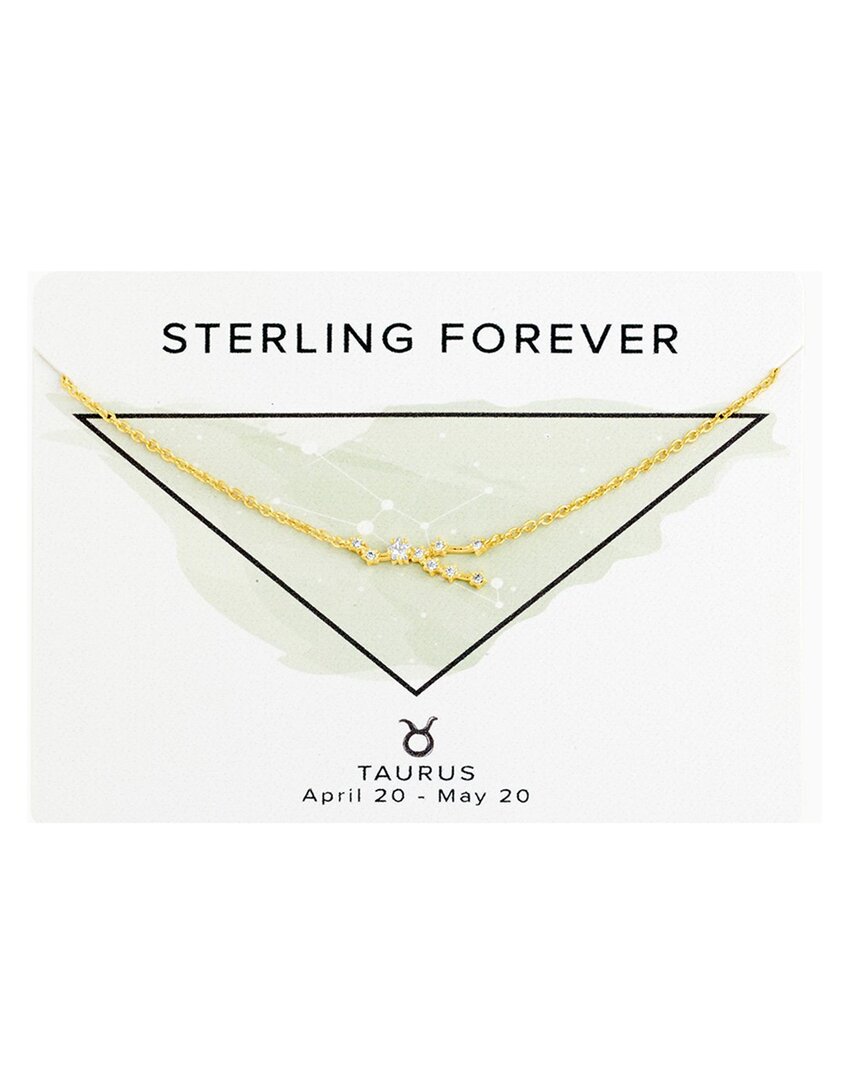 Sterling Forever 14k Plated Cz Taurus Delicate Constellation Necklace