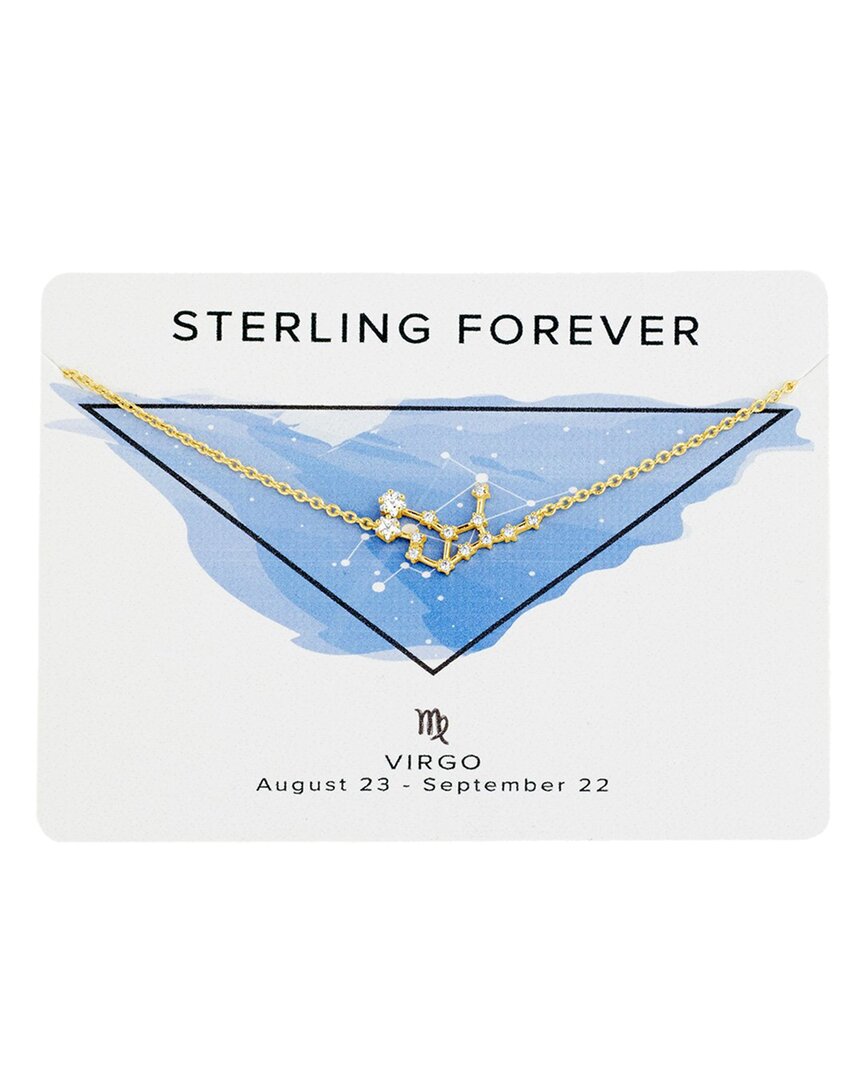 Sterling Forever 14k Plated Cz Virgo Delicate Constellation Necklace