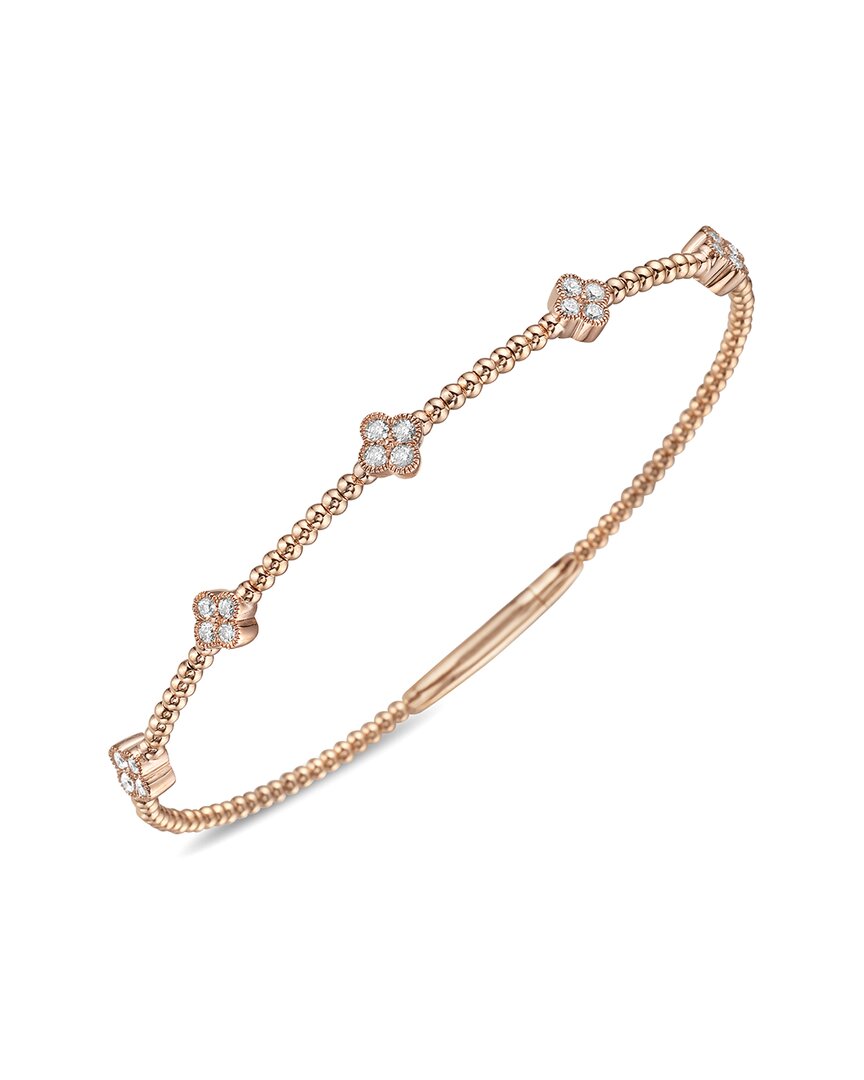 FOREVER CREATIONS USA INC. FOREVER CREATIONS 14K ROSE GOLD 0.43 CT. TW. DIAMOND CLOVER FLEXIBLE BANGLE BRACELET