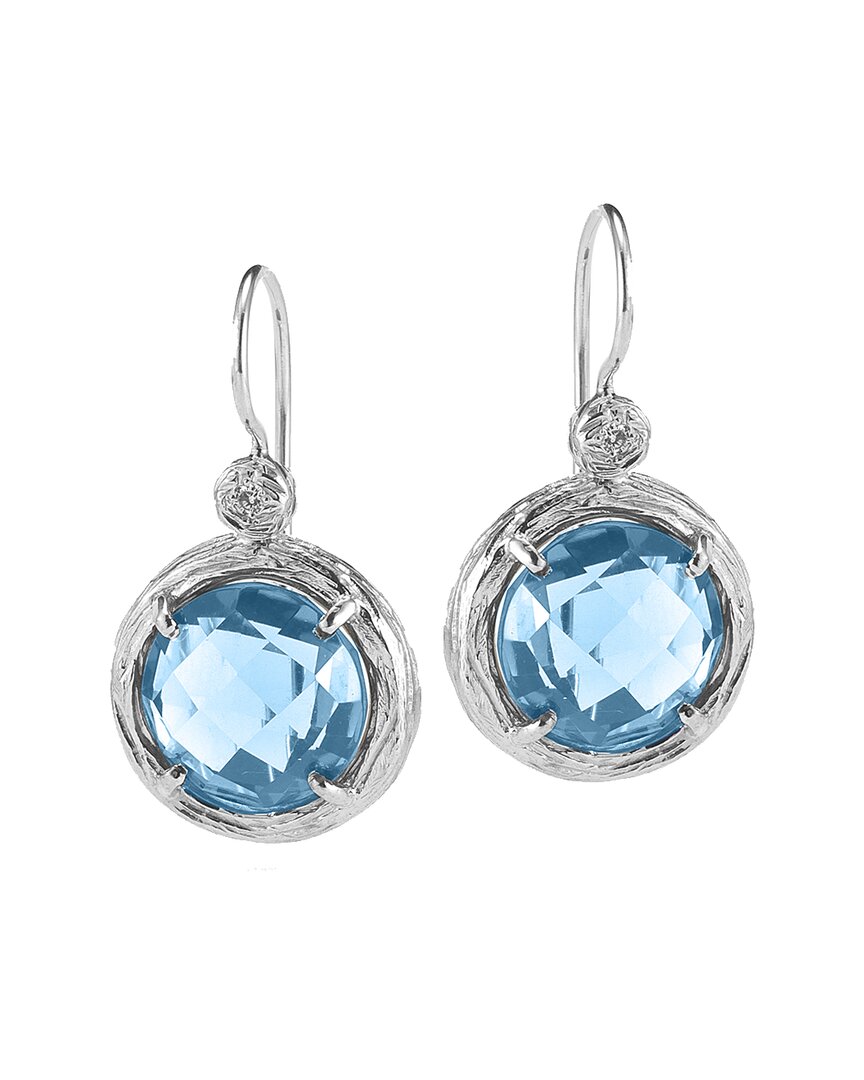 I. Reiss Color Collection 14K 2.78 Ct. Tw. Diamond & Blue Topaz Earrings