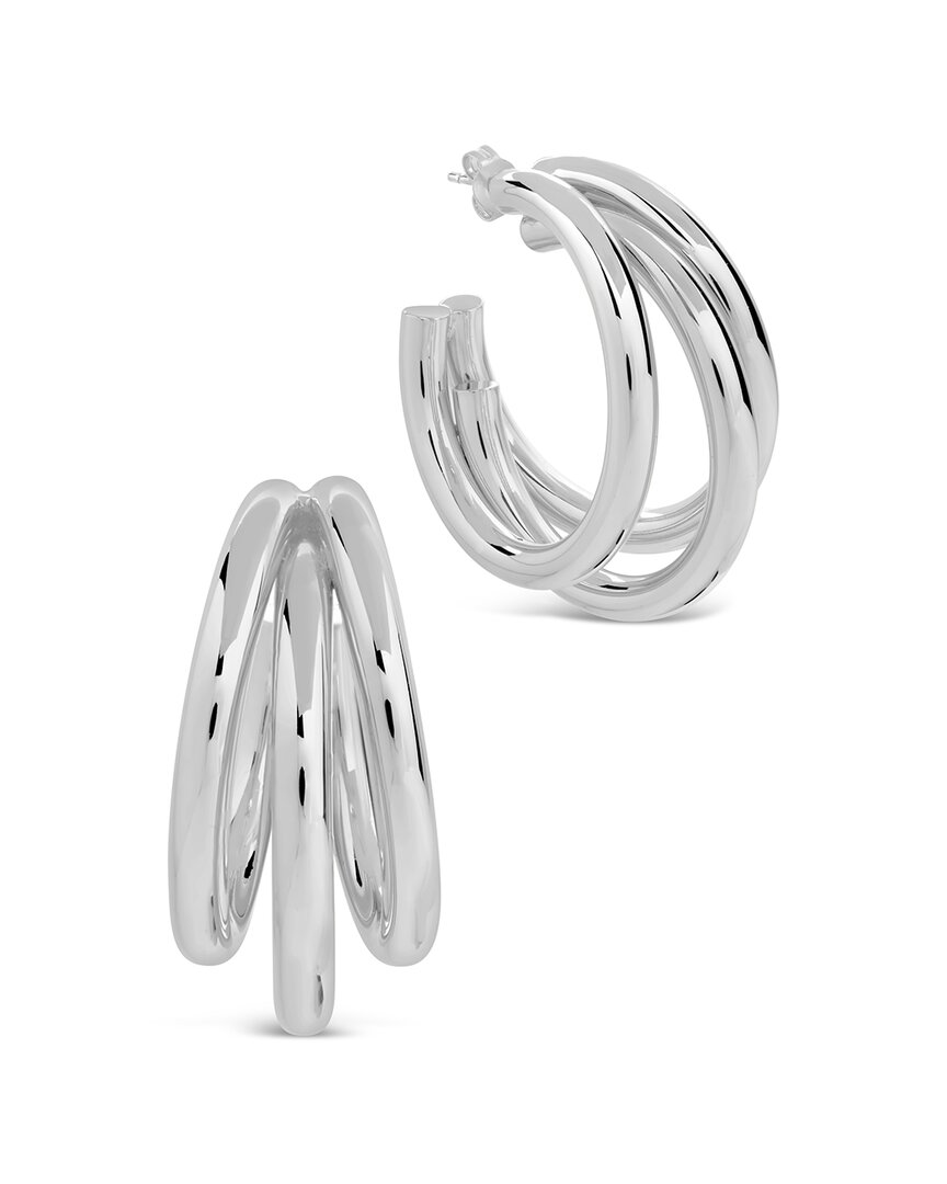 Sterling Forever Michaela Triple Hoops