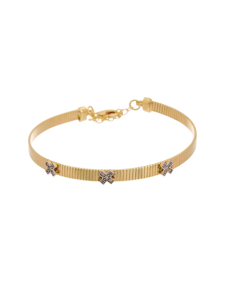 Meshmerise 18k Over Silver 0.05 Ct. Tw. Diamond Bangle Bracelet