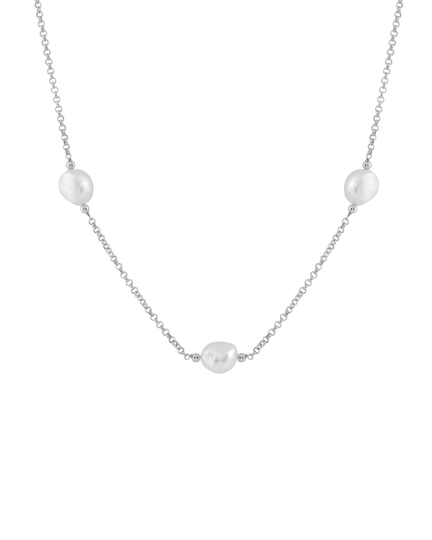 Splendid Pearls Rhodium Plated 10-11mm Pearl Necklace
