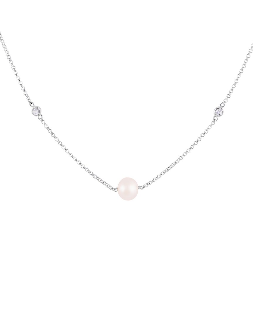 Splendid Pearls Rhodium Plated 9-10mm Pearl Necklace