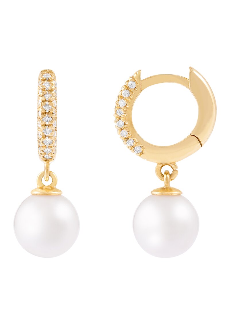 Masako Pearls 14k Diamond 8-9mm Pearl Earrings