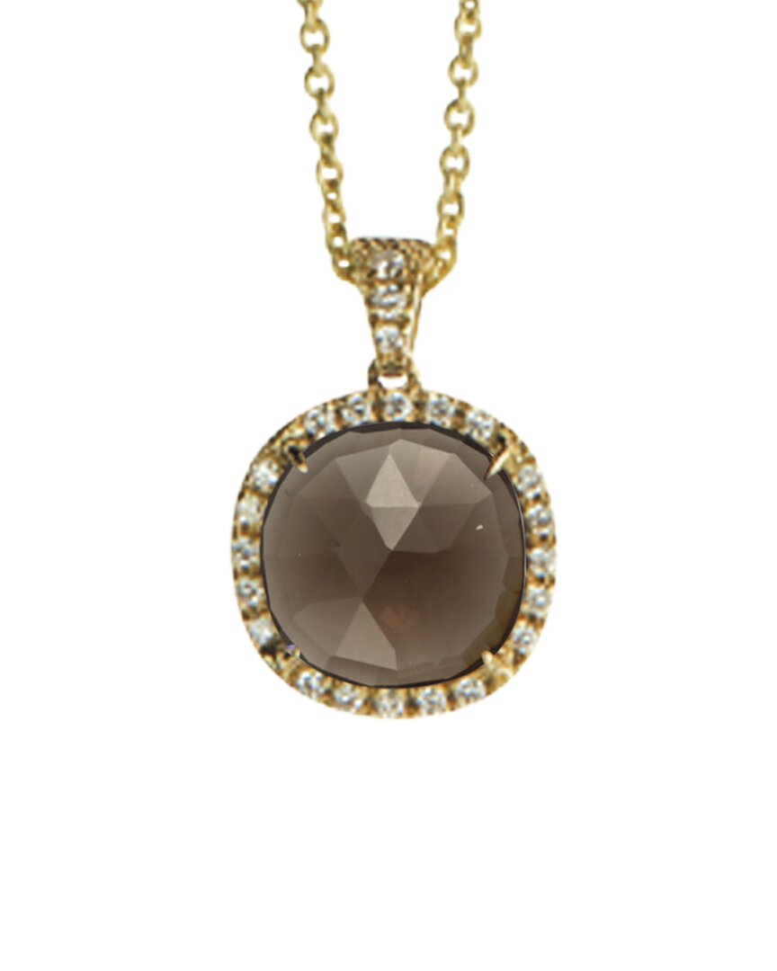 Shop Marco Bicego Jaipur Color 18k 0.17 Ct. Tw. Diamond & Smokey Quartz Pendant Necklace