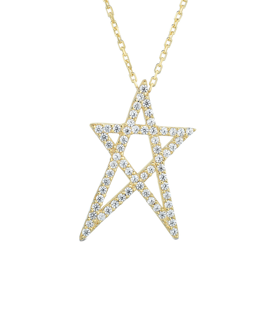 Sphera Milano 18k Over Silver Cz Cut Out Star Necklace