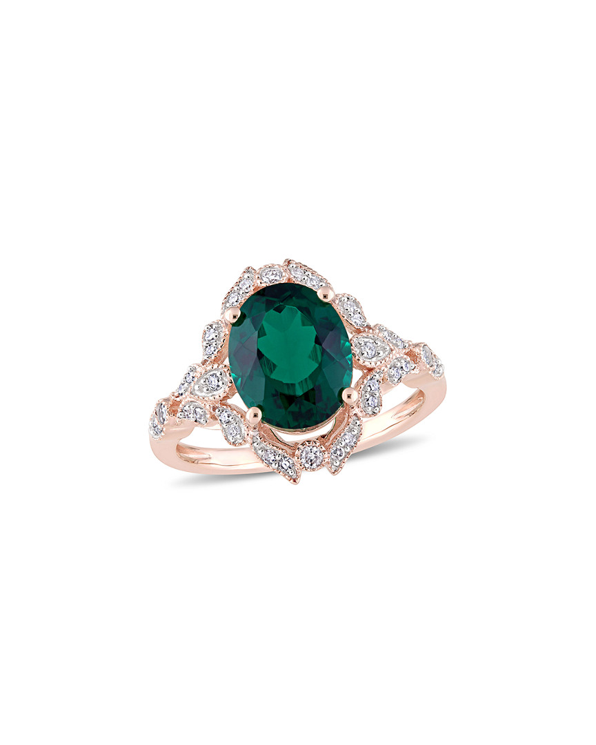 Rina Limor 10k Rose Gold 3.50 Ct. Tw. Diamond & Emerald Ring
