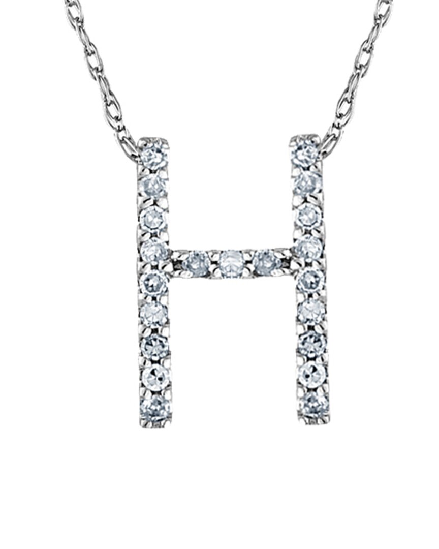 Suzy Levian 14k Diamond Initial Necklace (a-z) In Metallic