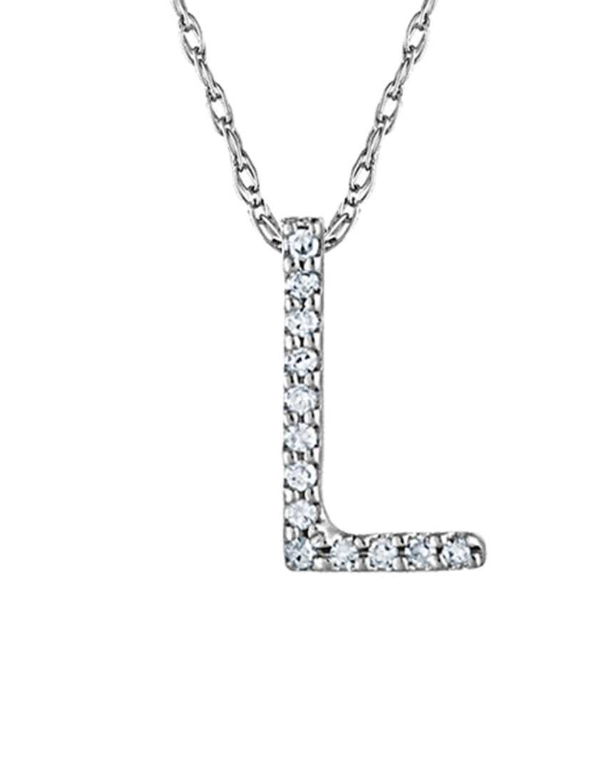 Suzy Levian 14k Diamond Initial Necklace (a-z) In Metallic