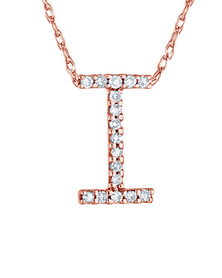 Suzy Levian 14k Diamond Initial Necklace (a-z) In Pink