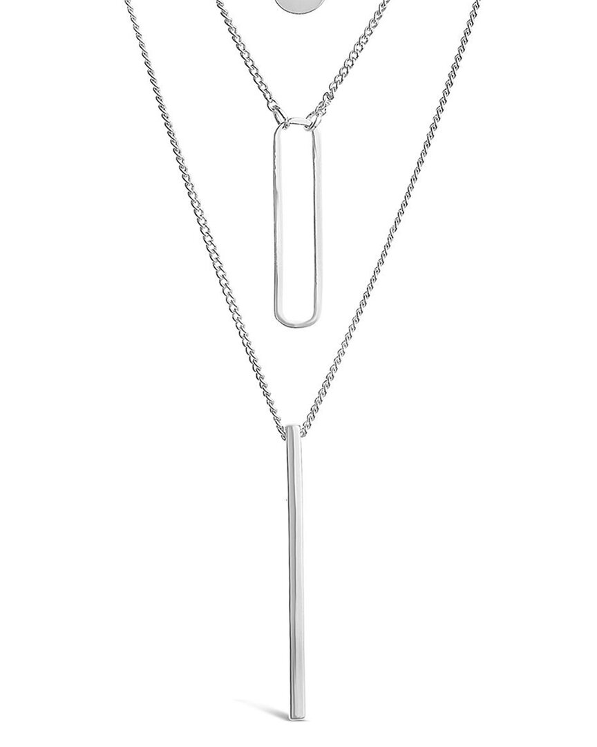 Sterling Forever Rhodium Plated Layered Necklace In White