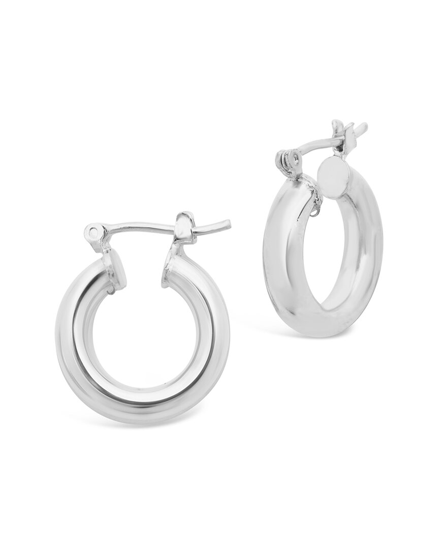 Sterling Forever Women's Chunky Tube Silver Plated Hoop Earrings, 75" In Silver-tone