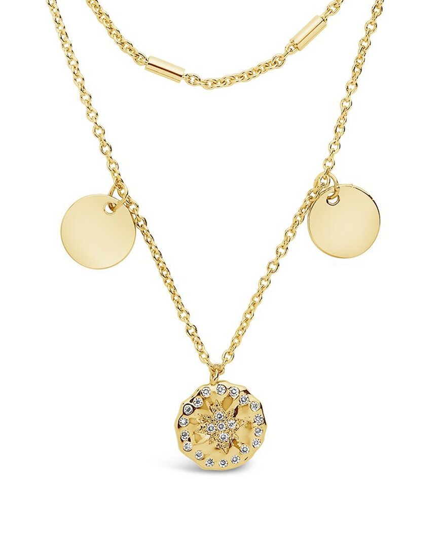 Sterling Forever 14k Plated Cz Charm Necklace In Gold