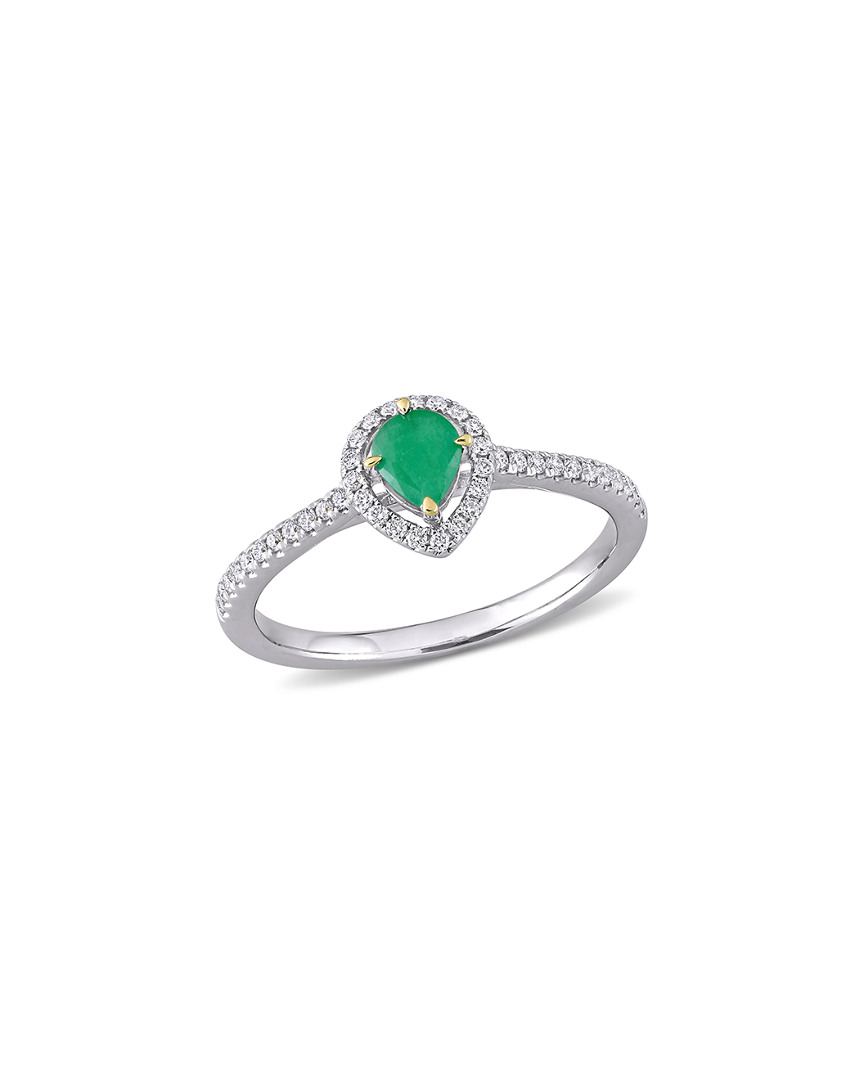 Rina Limor 14k Two-tone 0.48 Ct. Tw. Diamond & Emerald Ring