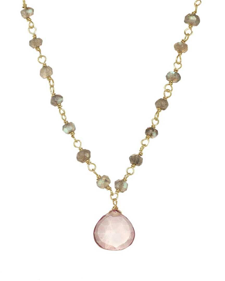 Rachel Reinhardt 14k Over Silver Gemstone Drop Necklace