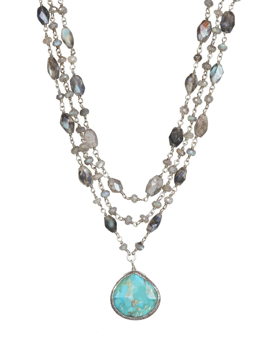 Rachel Reinhardt 14k Over Silver Gemstone Necklace In Multi