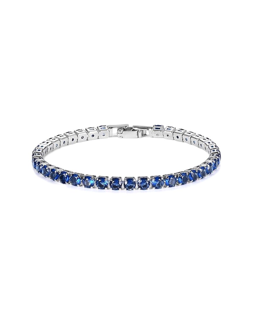 Liv Oliver Silver Plated Tennis Bracelet In Blue