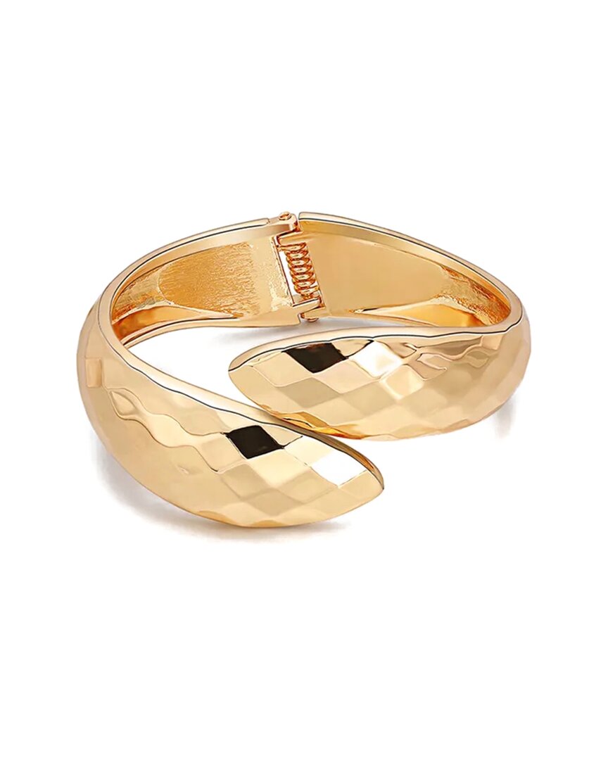 Liv Oliver 18k Gold Faceted Cuff Bangle