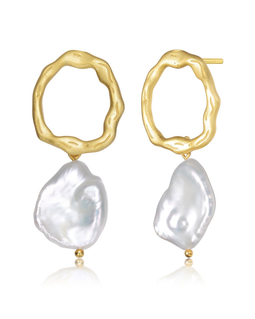 Genevive 14k Over Silver 18.4-14mm Pearl Earrings