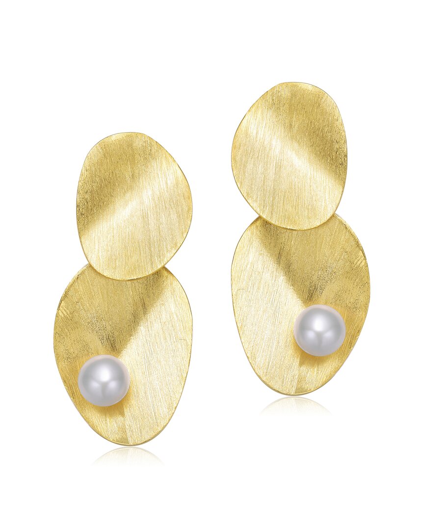 Genevive 14k Over Silver 8-8mm Pearl Earrings