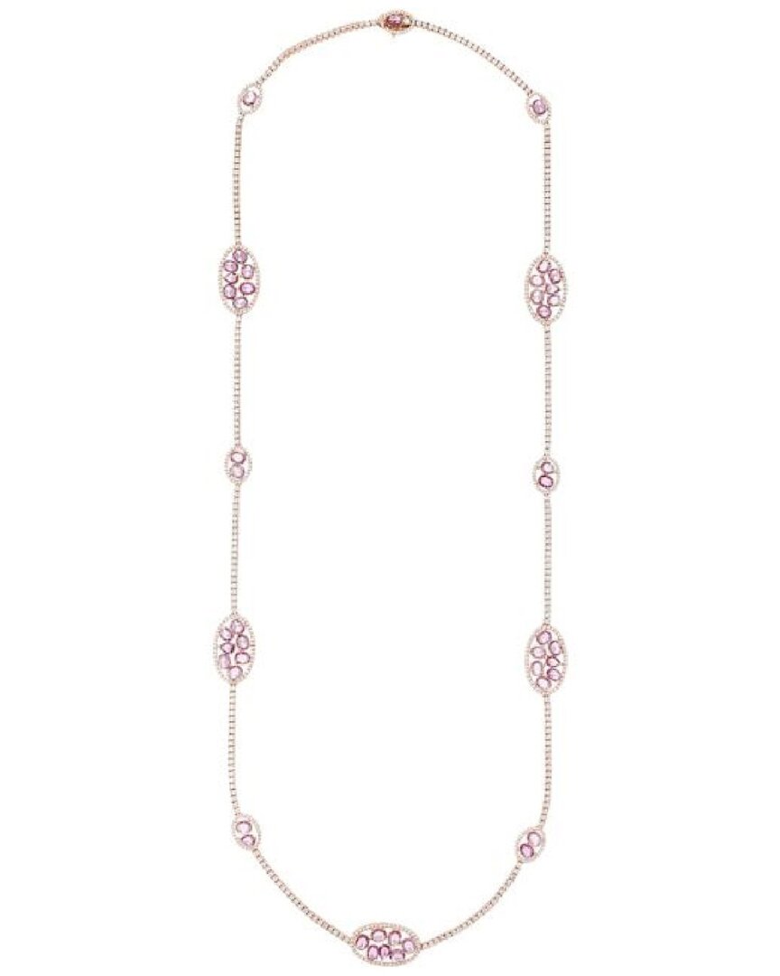 Diana M. Fine Jewelry 18K Rose Gold 24.00 ct. tw. Diamond & Pink Sapphire Necklace