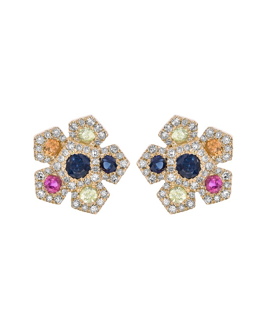Diana M. Fine Jewelry 14K 0.97 ct. tw. Diamond & Sapphire Earrings