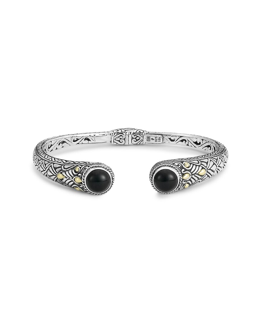 SAMUEL B. SAMUEL B. 18K & SILVER 3.90 CT. TW. ONYX BANGLE BRACELET